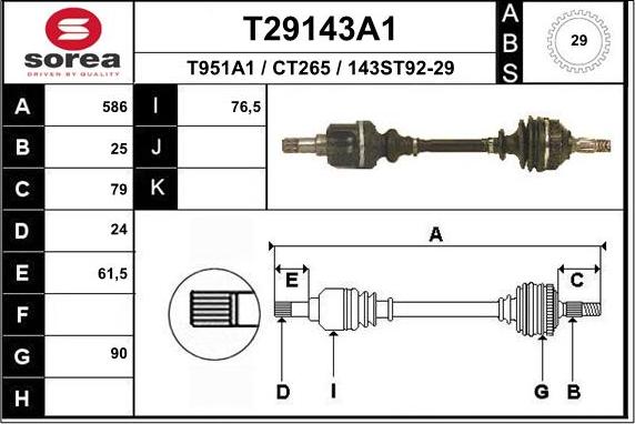 EAI T29143A1 - Piedziņas vārpsta autospares.lv