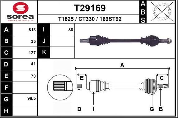 EAI T29169 - Piedziņas vārpsta autospares.lv