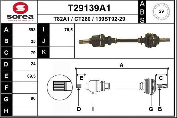 EAI T29139A1 - Piedziņas vārpsta www.autospares.lv