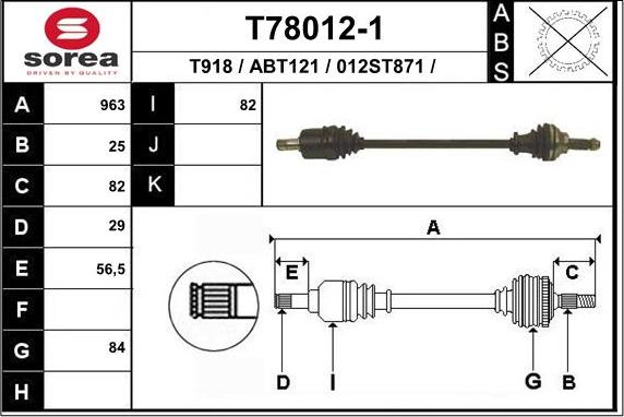 EAI T78012-1 - Piedziņas vārpsta www.autospares.lv