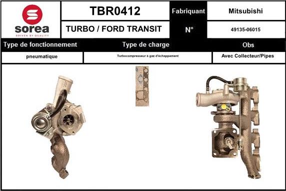 EAI TBR0412 - Турбина, компрессор www.autospares.lv