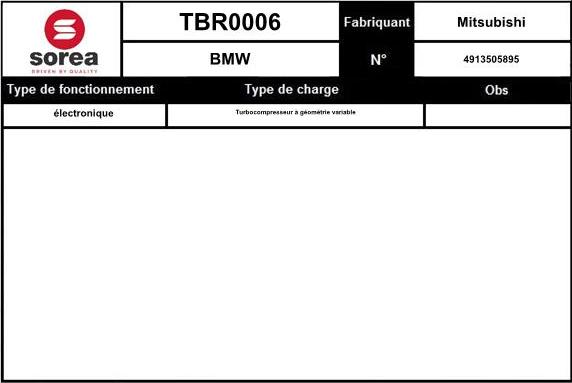 EAI TBR0006 - Kompresors, Turbopūte autospares.lv