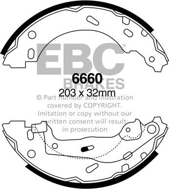 EBC Brakes 6660 - Комплект тормозных колодок, барабанные www.autospares.lv