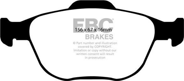 EBC Brakes DP1641 - Тормозные колодки, дисковые, комплект www.autospares.lv