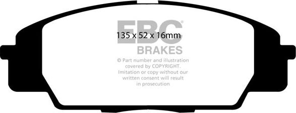 EBC Brakes DP81254RP1 - Augstas veiktspējas bremžu uzliku komplekts www.autospares.lv