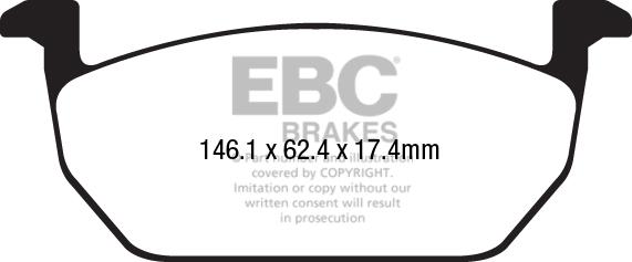 EBC Brakes DPX2225 - Тормозные колодки, дисковые, комплект www.autospares.lv