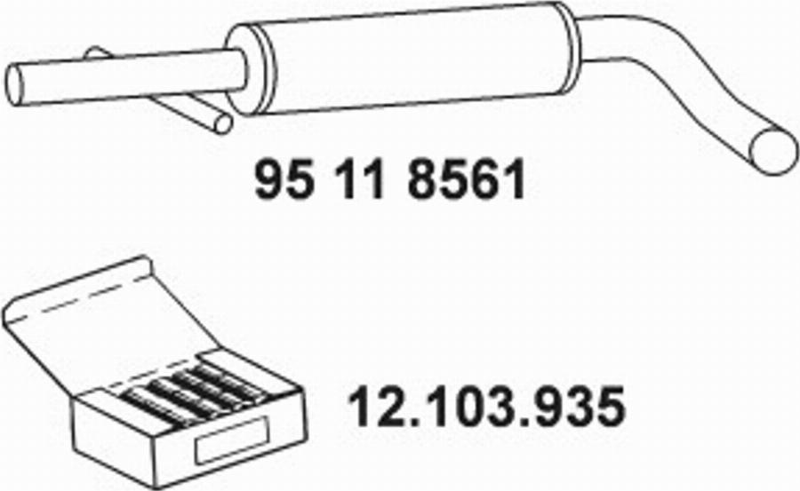 Eberspächer 95 11 8561 - Vidējais izpl. gāzu trokšņa slāpētājs www.autospares.lv