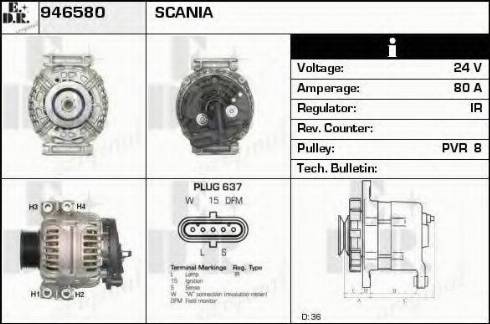 EDR 946580 - Генератор www.autospares.lv