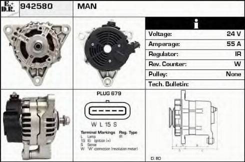 EDR 942580 - Ģenerators www.autospares.lv