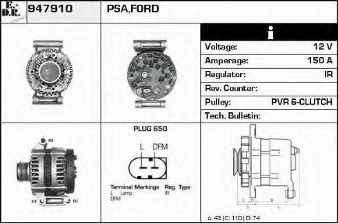 EDR 947910 - Ģenerators www.autospares.lv