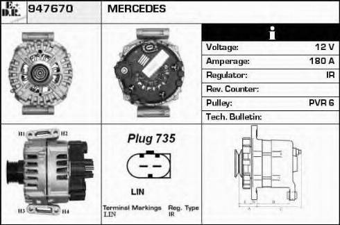 EDR 947670 - Генератор www.autospares.lv