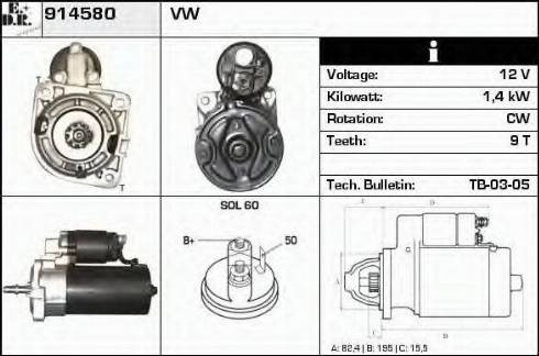 EDR 914580 - Стартер www.autospares.lv