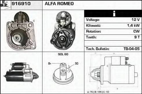 EDR 916910 - Starter www.autospares.lv