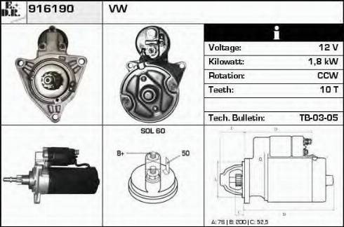 EDR 916190 - Starter www.autospares.lv