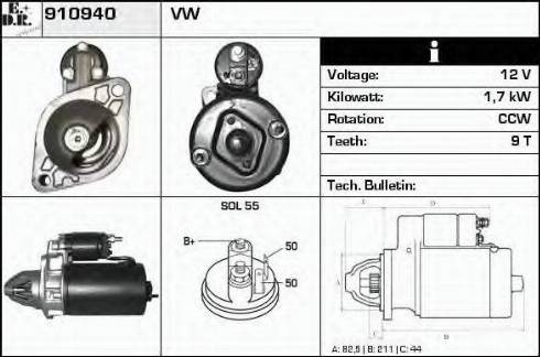 EDR 910940 - Starteris www.autospares.lv