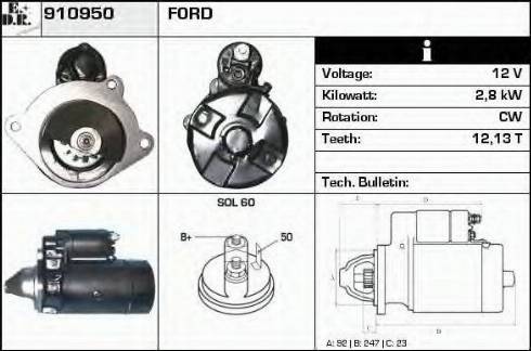 EDR 910950 - Starter www.autospares.lv