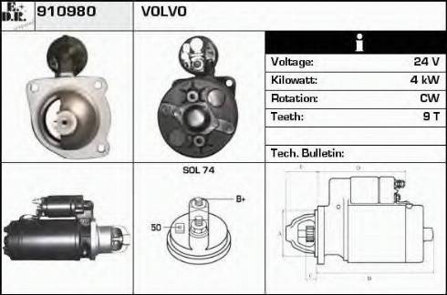 EDR 910980 - Starter www.autospares.lv