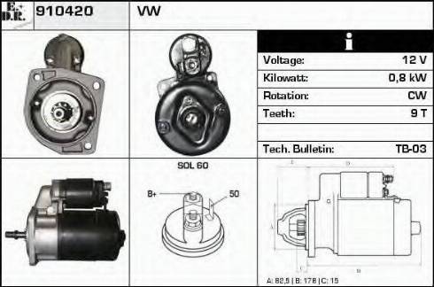 EDR 910420 - Стартер www.autospares.lv