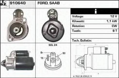 EDR 910640 - Стартер www.autospares.lv