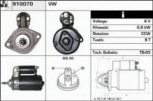 EDR 910070 - Starteris www.autospares.lv