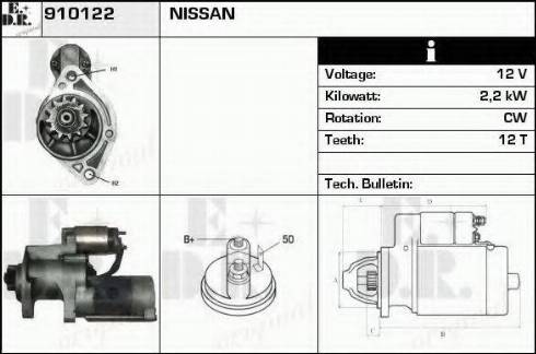 EDR 910122 - Стартер www.autospares.lv