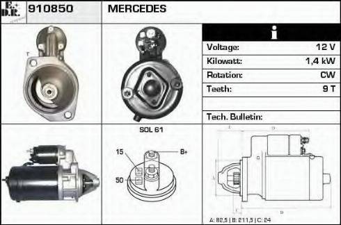 EDR 910850 - Стартер www.autospares.lv