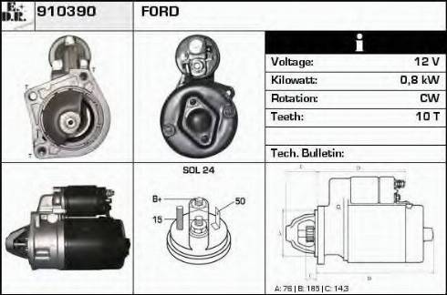 EDR 910390 - Starteris www.autospares.lv