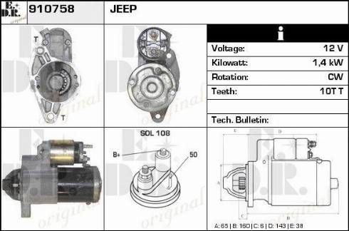 EDR 910758 - Starter www.autospares.lv