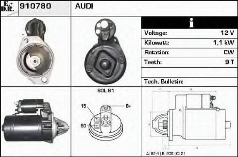 EDR 910780 - Стартер www.autospares.lv