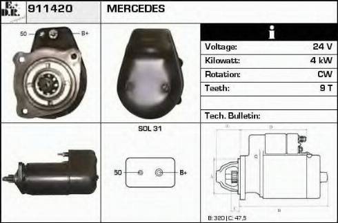 EDR 911420 - Starteris www.autospares.lv