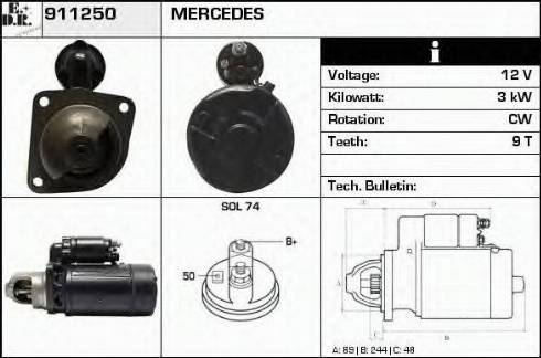 EDR 911250 - Стартер www.autospares.lv