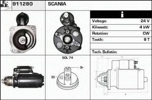 EDR 911280 - Стартер www.autospares.lv