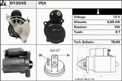 EDR 913545 - Стартер www.autospares.lv