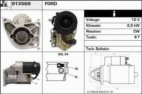 EDR 913569 - Starter www.autospares.lv