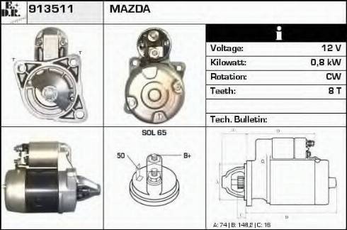 EDR 913511 - Стартер www.autospares.lv