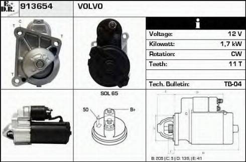 EDR 913654 - Стартер www.autospares.lv