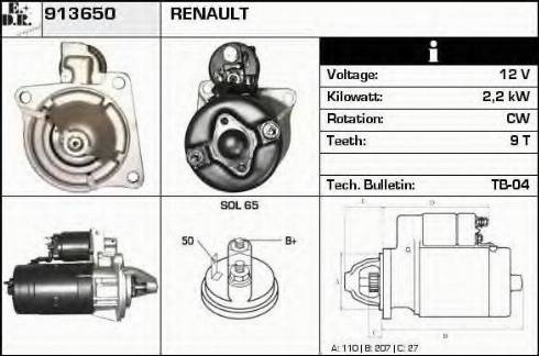 EDR 913650 - Starter www.autospares.lv