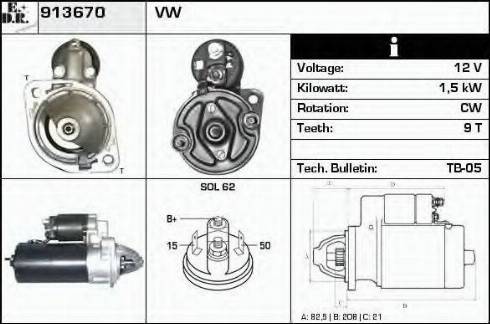 EDR 913670 - Starter www.autospares.lv