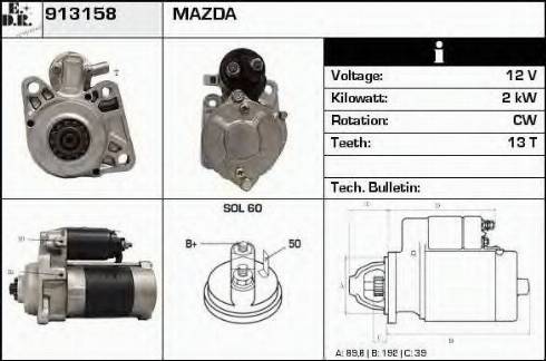 EDR 913158 - Стартер www.autospares.lv