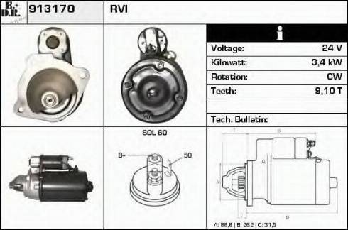 EDR 913170 - Starter www.autospares.lv