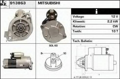 EDR 913863 - Стартер www.autospares.lv