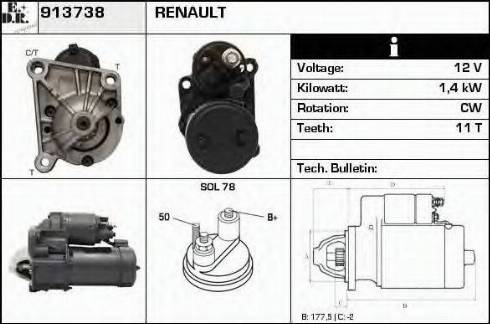 EDR 913738 - Стартер www.autospares.lv