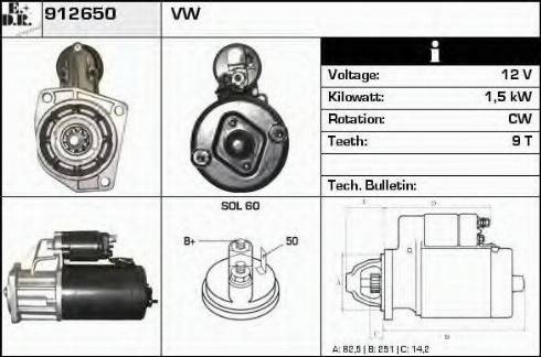 EDR 912650 - Starteris autospares.lv