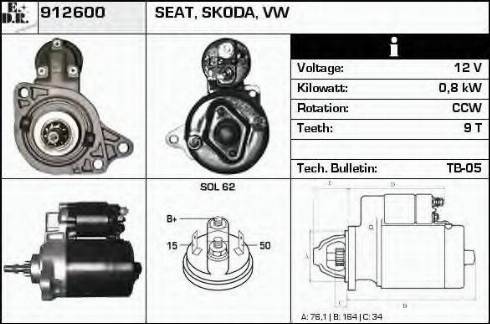 EDR 912600 - Стартер www.autospares.lv