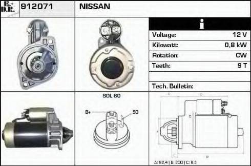 EDR 912071 - Стартер www.autospares.lv