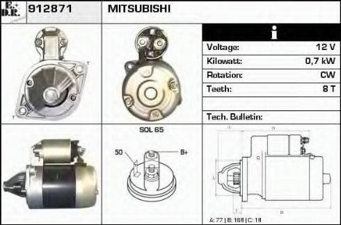 EDR 912871 - Стартер www.autospares.lv