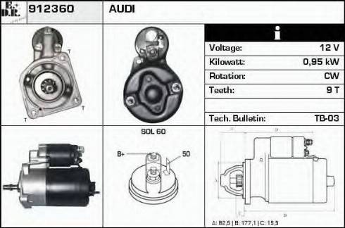 EDR 912360 - Starteris www.autospares.lv