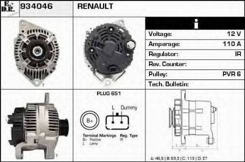 EDR 934046 - Alternator www.autospares.lv