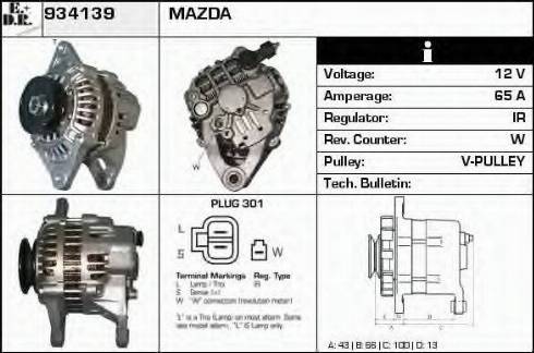 EDR 934139 - Alternator www.autospares.lv