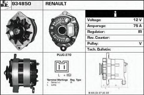 EDR 934850 - Alternator www.autospares.lv